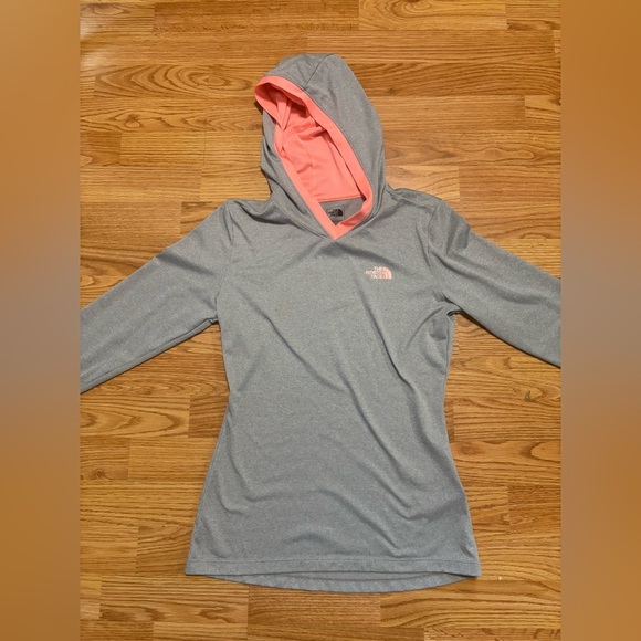 The North Face Tops - The North Face Flashdry Hooded Long Sleeve Short size XS coral and grey